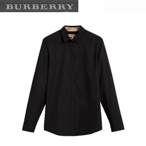 BURBERRY-39681411 버버리 화이트 체크 디테일 스트레치 코튼 셔츠 여성용