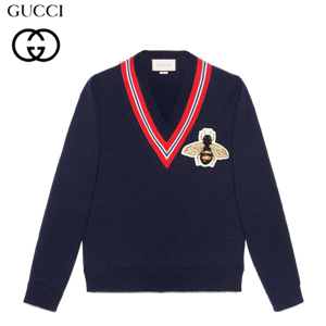 GUCCI-452796 9169 구찌 화이트 울 벌 모양 아플리케 스웨터(남여공용)