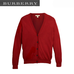 BURBERRY-40038411 버버리 블랙 체크 디테일 메리노 울 카디건 여성용