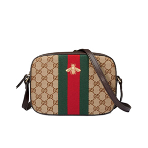 GUCCI-412008 8869 구찌 오리지널 GG 캔버스 스몰 벌 자수 브라운 숄더백