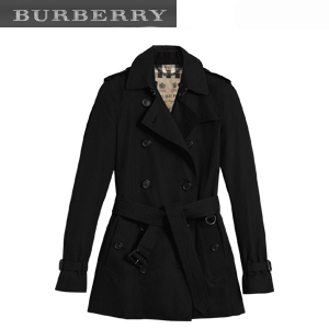 [스페셜오더]BURBERRY-39004591 버버리 켄징턴 블랙 미드 렝스 헤리티지 트렌치코트 여성용