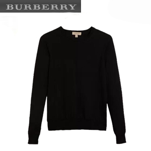 [스페셜오더]BURBERRY-40678011 버버리 체크 디테일 네이비 메리노 울 스웨터