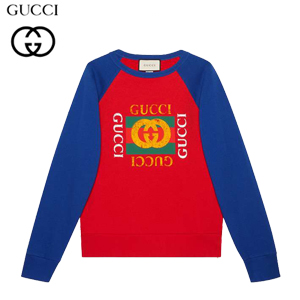 GUCCI-497255 6094 구찌 레드 블루 코튼 Gucci 로고 스웨트셔츠