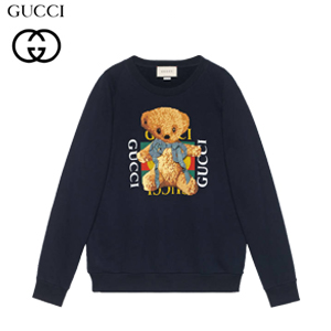 GUCCI-489677 4033 구찌 블랙 코튼 테디 베어 구찌 로고 스웨트셔츠