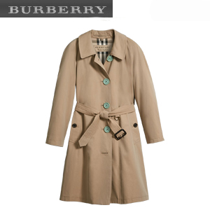 [스페셜오더]BURBERRY-40517841 버버리 레진 버튼 코튼 개버딘 허니 트렌치코트 여성용