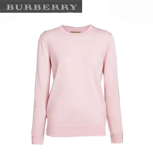 [스페셜오더]BURBERRY-40678011 버버리 체크 디테일 블랙 메리노 울 스웨터