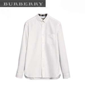 BURBERRY-39961141 버버리 체크 디테일 라이트 블루 코튼 옥스퍼드 셔츠