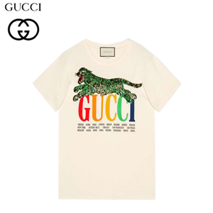 GUCCI-492347 7550 구찌 Cities 화이트 코튼 타이커 트리밍 티셔츠