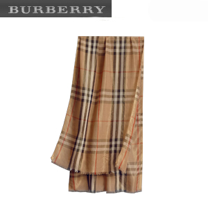 BURBERRY-40287851 버버리 메탈릭 카메 골드 체크 실크 울 스카프 여성용