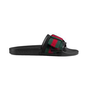 GUCCI-498316 1146 구찌 Web 보운 장식 블랙 슬라이드 