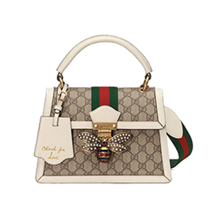 [스페셜오더]GUCCI-476541 9753 구찌 GG 수프림 캔버스 화이트 가죽 Queen Margaret 탑 핸들 백