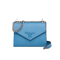 [스페셜오더]PRADA-1BD127 프라다 씨 블루 파파야 사피아노 로봇 패치 모노크롬 숄더백