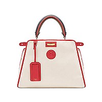 [스페셜오더]FENDI-8BN307 펜디 화이트 글레이즈드 패브릭 그린 가죽 트리밍 피카부 디펜더