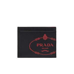 [스페셜오더]PRADA-2MC223 프라다 블랙 사피아노 가죽 레드 실크스크린 로고 신용카드 지갑