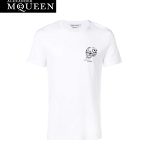 ALEXANDER MCQUEEN-550460 알렉산더 맥퀸 화이트 코튼 스컬 프린트 장식 티셔츠