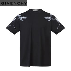 GIVENCHY-17F733 지방시 살크 프린트 블랙 티셔츠 남녀공용